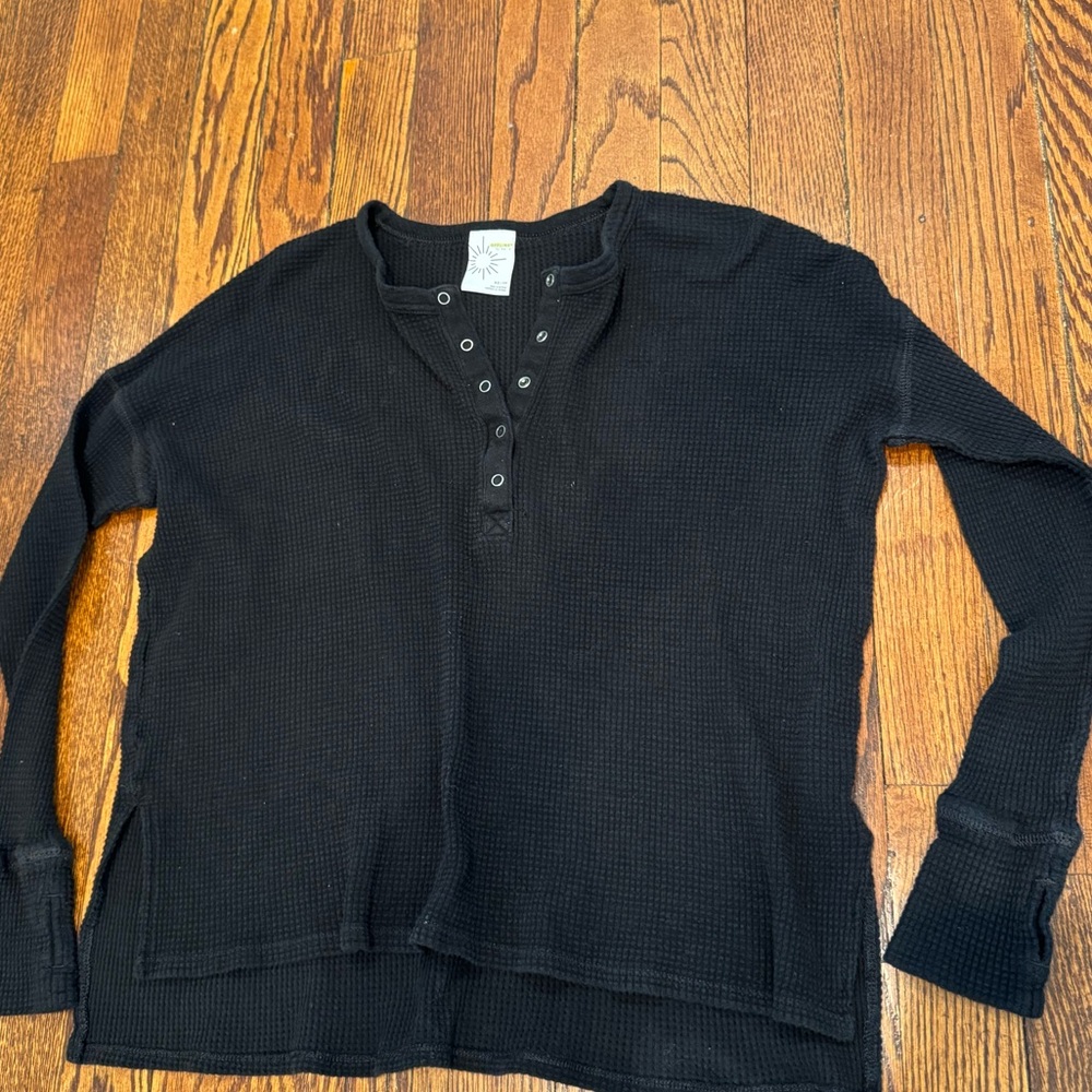 Black Long Sleeve Henley Shirt from Aerie